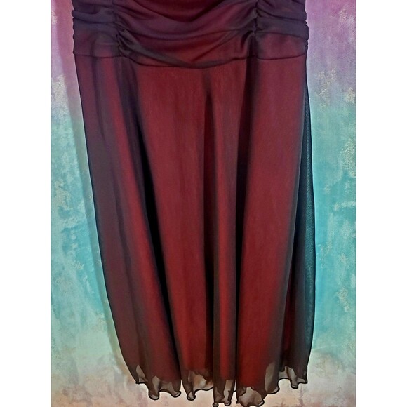 La Belle Dress Vintage Burgundy Frilly Ruffle Ruched Dance Prom Y2K Goth Flower - Picture 5 of 9